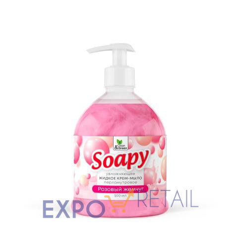 Крем-мыло жидкое с перламутром "Soapy" розовый жемчуг увлажн. с дозатором